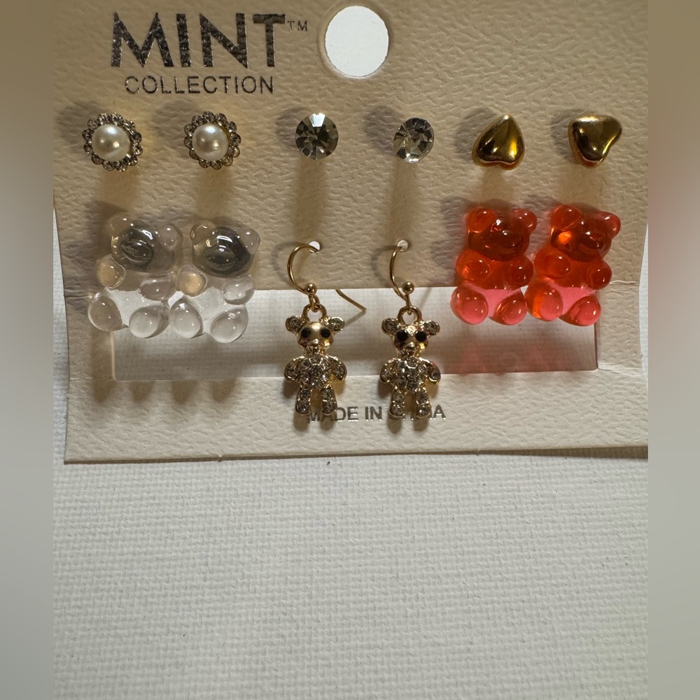 New MINT 6 pack gummy bear earrings